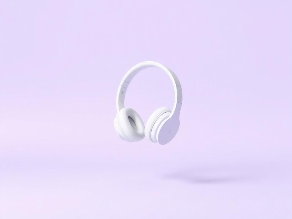Audífonos inalámbricos premium sobre fondo limpio lavanda